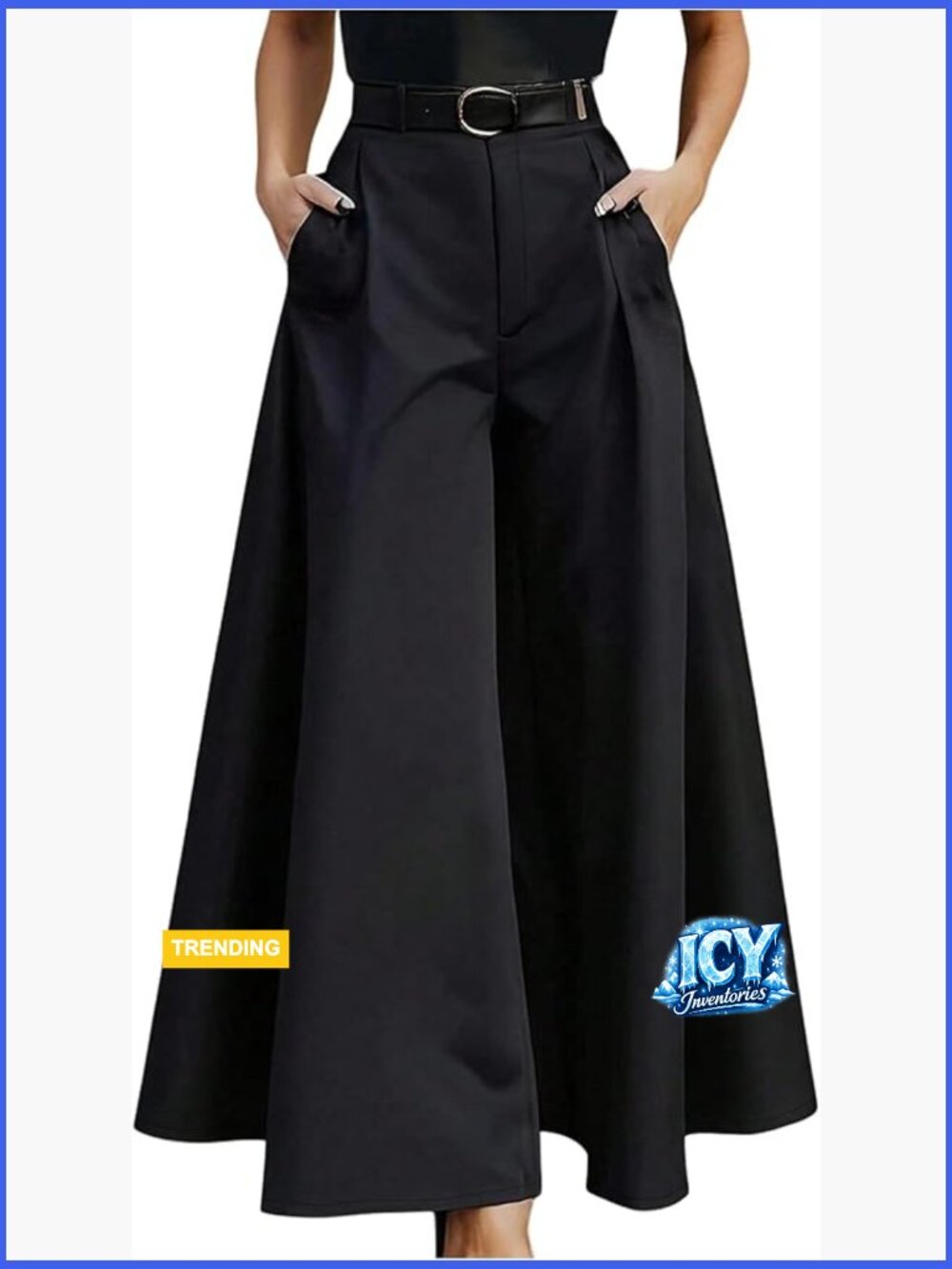 High Waist Wide Leg Flowy Pleated Dress Pants Trousers - Picture 1 of 5